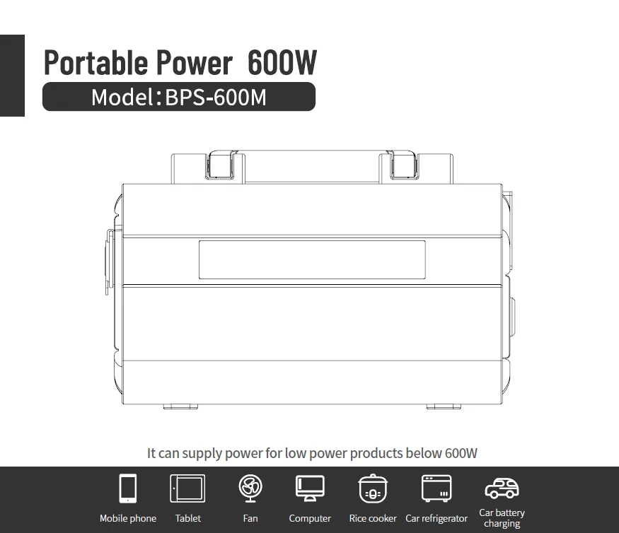 2021 Trending Products New Arrivals 600W  110V 220V Emergency Outdoor Portable Power Bank Car Charging Solar Power Station