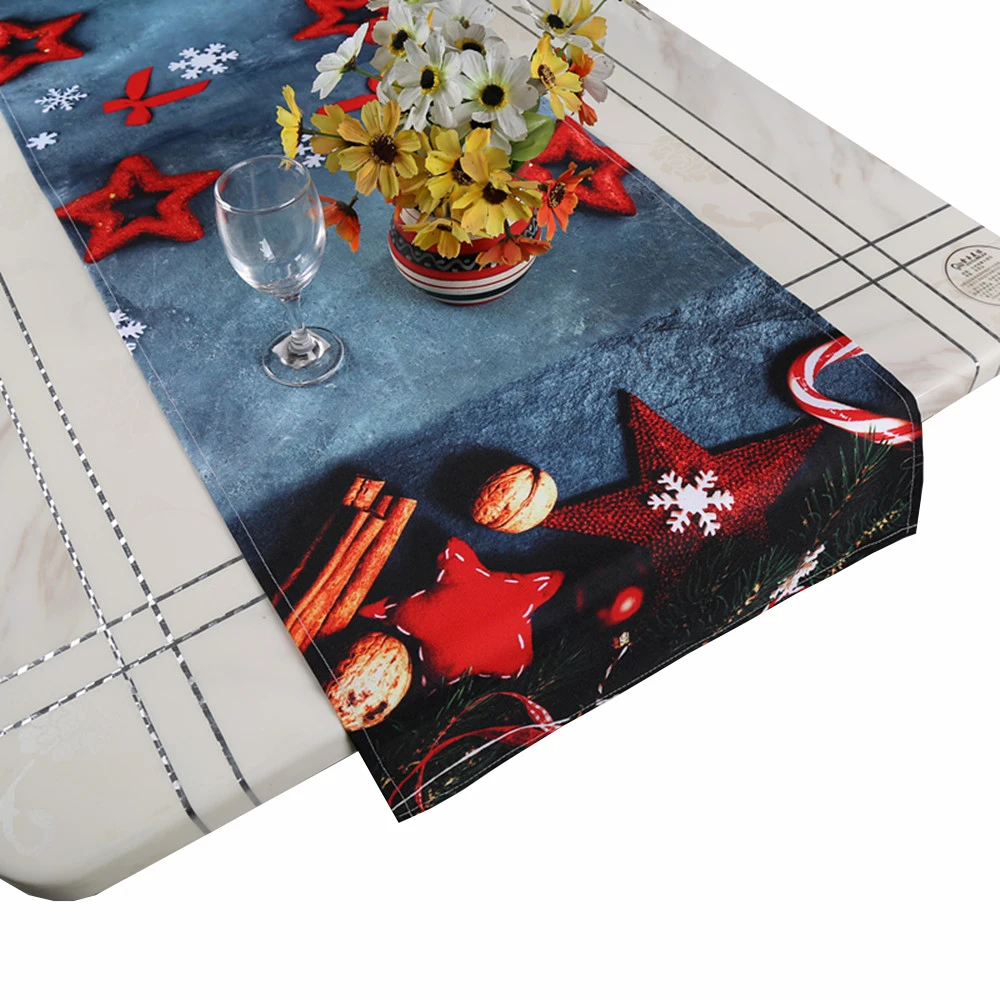 Christmas Star Design Digital Print Table Runner Made by BSCI Factory with Small MOQ