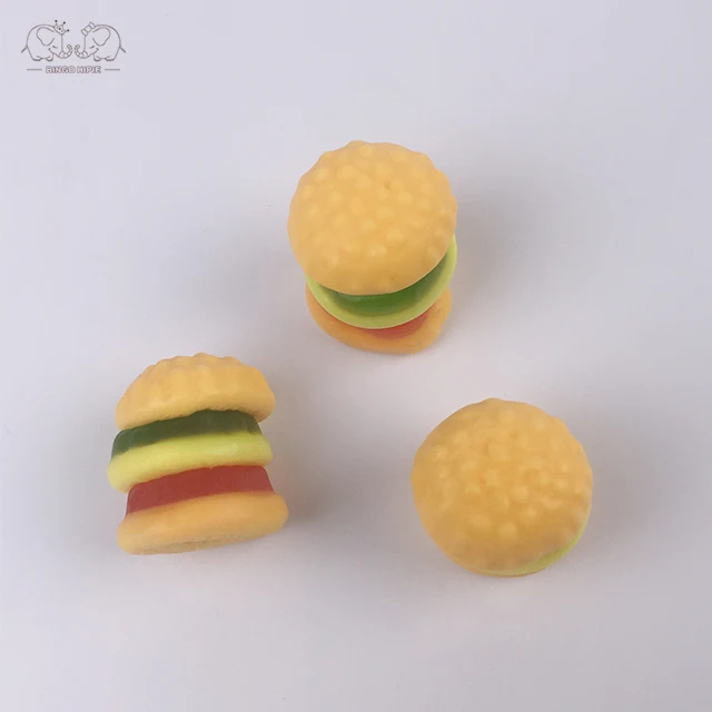 OEM Factory Bulk Gummies Bonbon Colorful Sweet 50g Hamburger Jellopy Gummy Candy