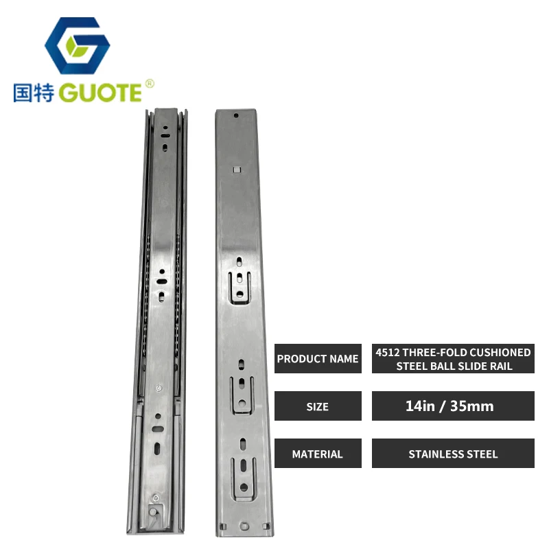 Furniture stainless steel fully extended bearing guide rail drawer sliding drawer soft close push open drawer sliding