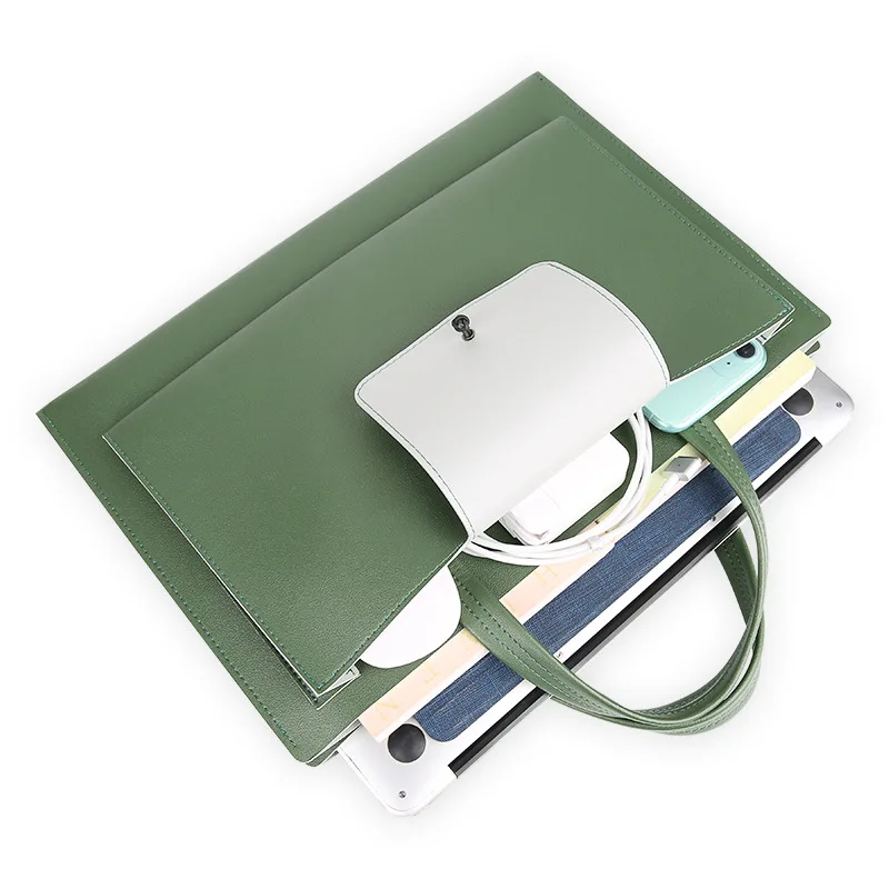 4 Pockets Soft PU Leather Laptop Bag with Custom Logo Waterproof Protector Cover Notebook Case Sleeve Protective Feature