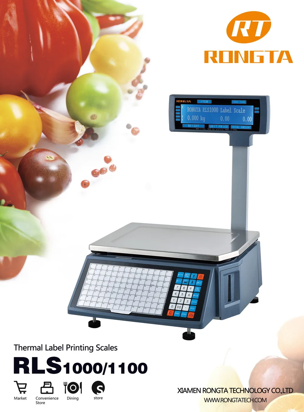 15KG 30KG Weighing Scale Label Barcode Printing Rongta-digital for supermarket Walmart WIFI LCD Display RLS1000/1100