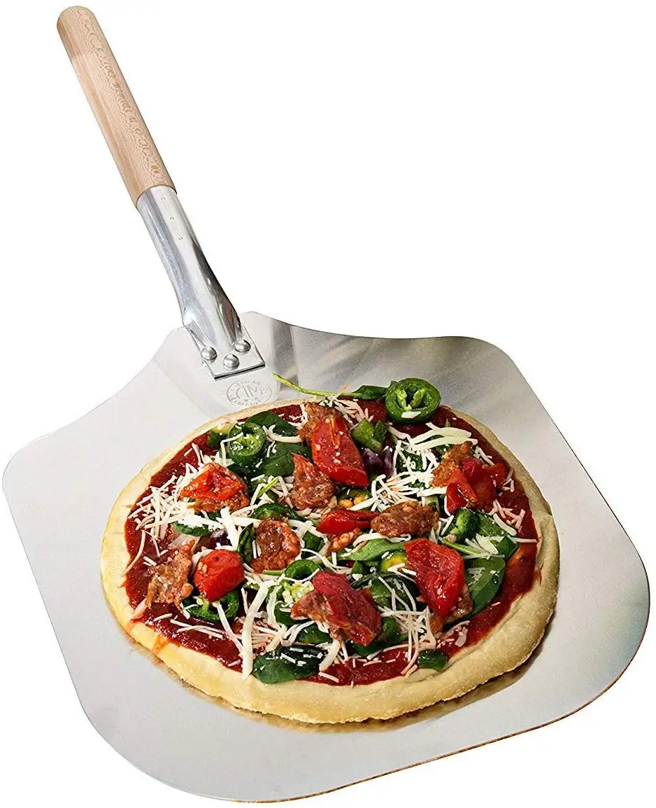 
Wholesale kitchen supplies shovel handle wood turning pizza kit pizza tool peel mini aluminum metal pizza shovel 