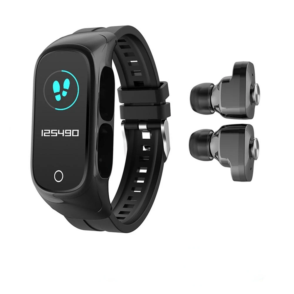Smart Watch N8 2 In 1 Heart Rate Fitness Tracker Blood Pressure Sport Smart Bracelet With Airbuds/earbuds in watch