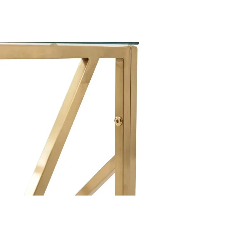 Modern luxury living room decor narrow gold metal frame glass top console entry table