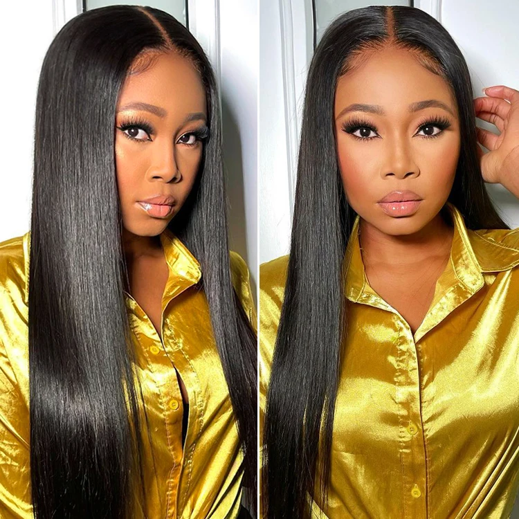 Высококачественный длинный вьетнамский прямой парик из натуральных необработанных индийских волос 13x4 с швейцарской кружевной передней частью, черные женские волосы