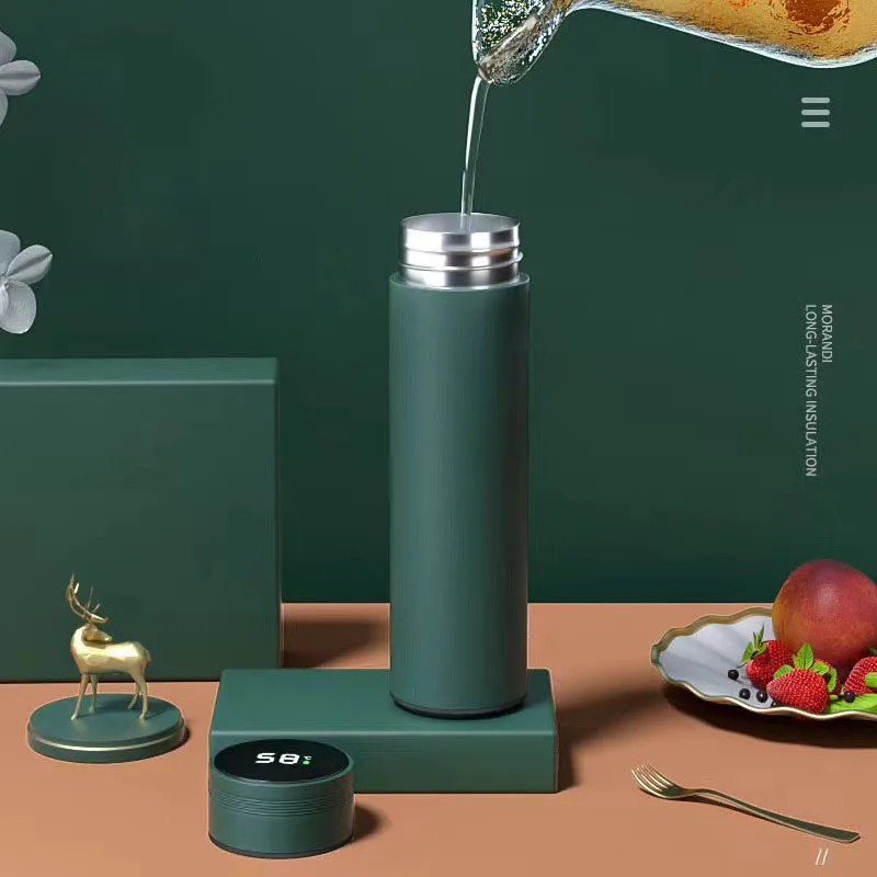 Water Bottle with LED Temperature Display Double Walled Smart Tea Infuser Water Bottle Stainless Steel Thermal Cup Travel Mug