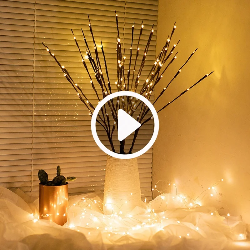 Battery Holiday Decorative Lights 20Led Branches Vase Lamp DIY Fairy String Light for Indoor Home Bedroom Christmas Decoration