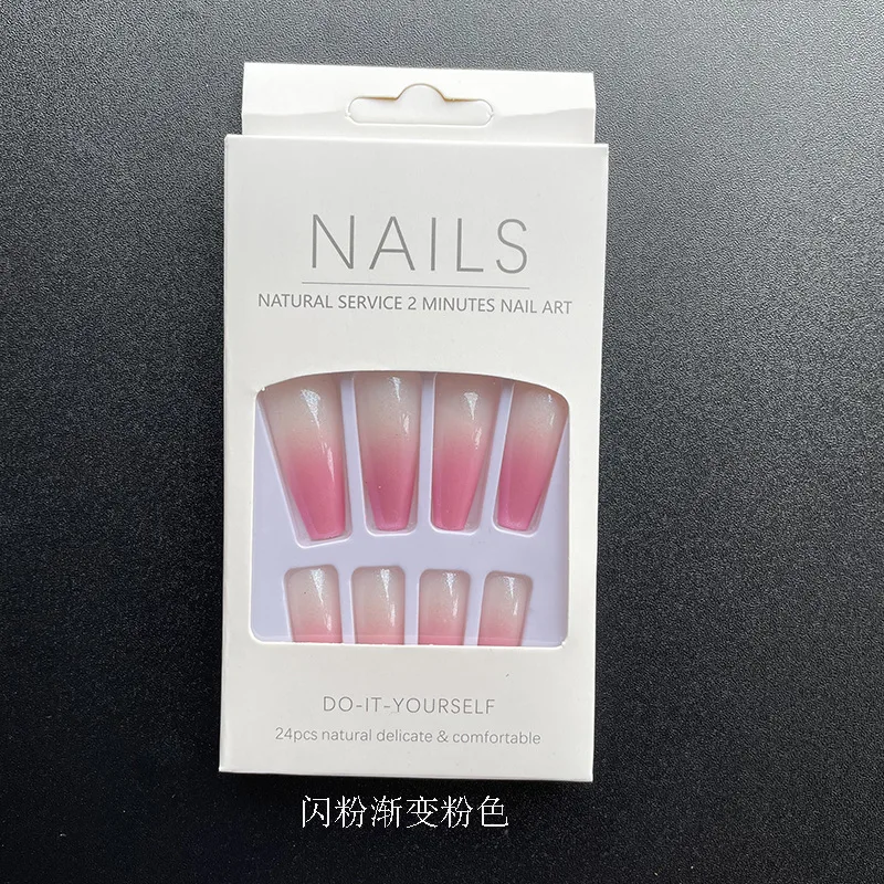 2022Adiyat  Hot Sale  Europe and the US style  long ballet nail gradient color long trapezoidal false nails press on nail