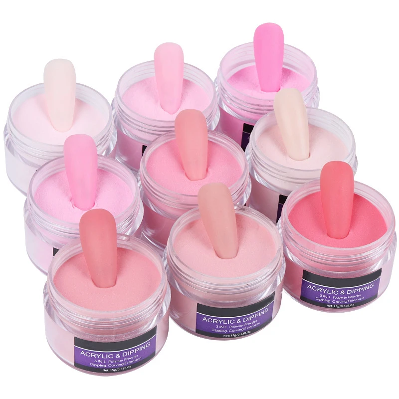 30 Colors Custom Professional Luminous Eye-Catching Polymer Powder Acrylic Powder for Acrylic Nail Extension Carving