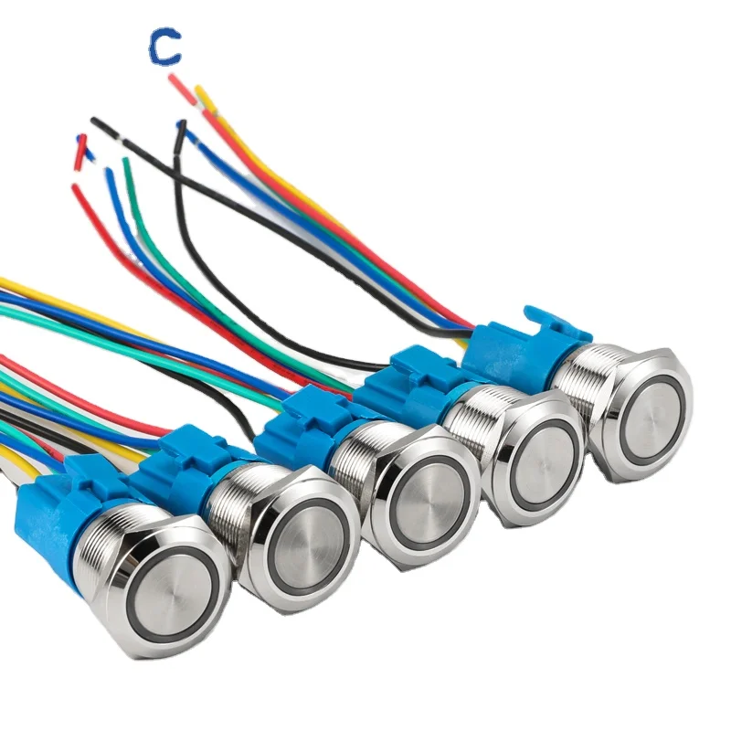 22 мм Диаметр вкл/выкл из нержавеющей стали 12v 24v мгновенный самоблокирующийся металлический кнопочный переключатель 220v с 5pins