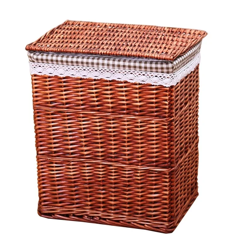 Natural hand woven Household storage willow laundry basket (1600242077046)