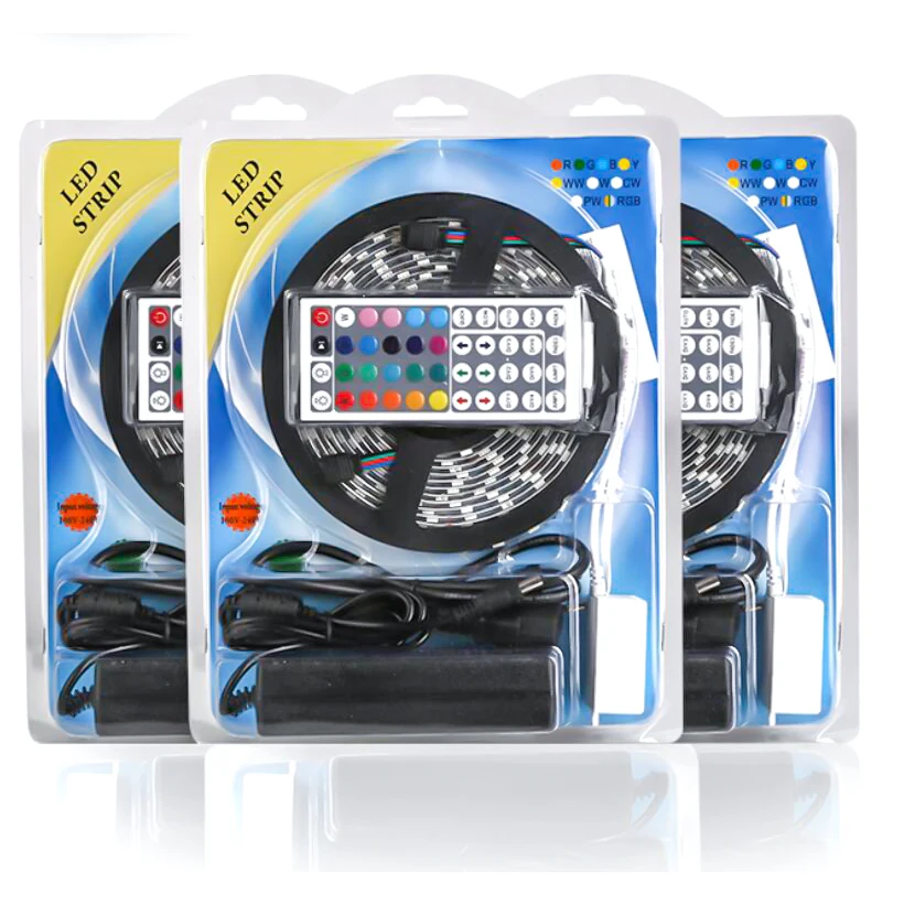 Amazon Hot Sale Flexible LED Strips Kit IR Remote Control IP65 Waterproof Outdoor Decoration 5M Smart 2835 RGB LED Strip Lights