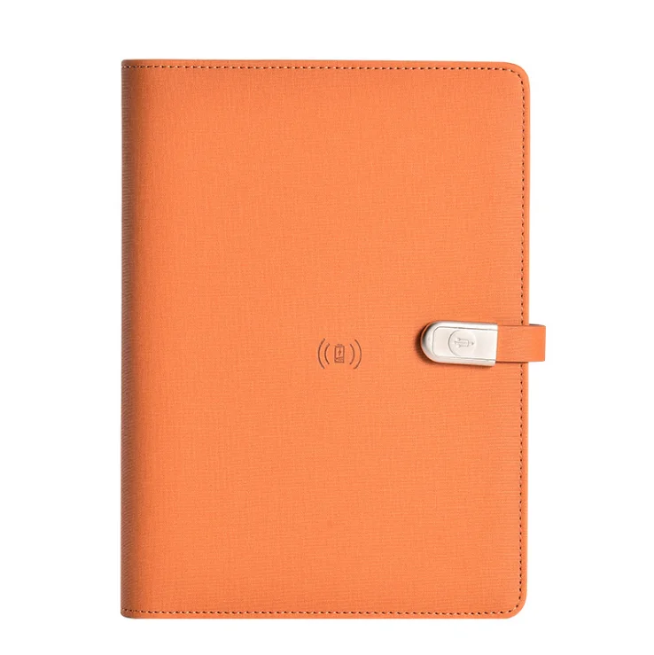 2022 New Multifunctional Charging Notebook Set Mobile Power Wireless Charging Notepad Set with Pen Customized A5 Leather 8000mah