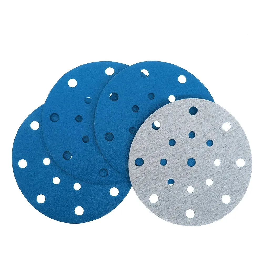 Blue 150mm Sand Paper Abrasive Disc With Hook and Loop Backing for Metal Wood Polishing Round Shape Customizable OEM Options