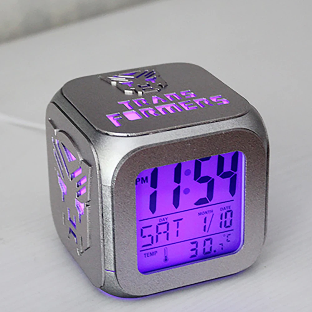Minimalist Design Alarm Clock 3D Stereo Game of Transformers LED Nightmute Creative Electronic Clock with Touch Control Bedroom