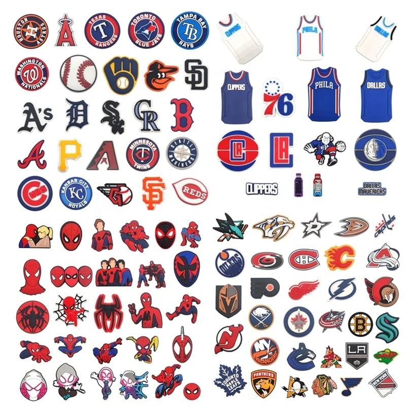 Wholesale Sports Team PVC Shoe Charm Baseball Shoe Decoration for Clog Charm flower