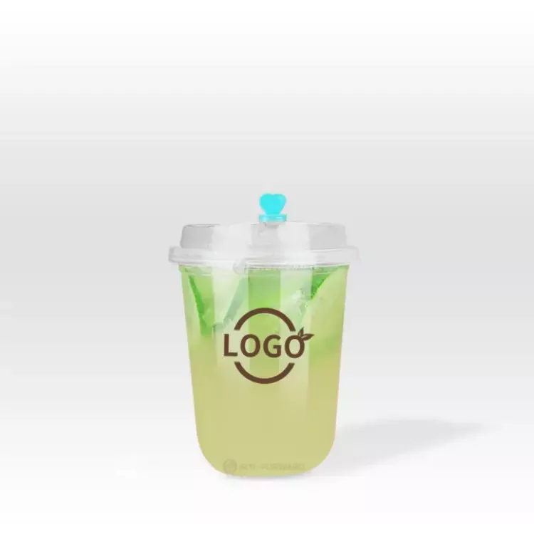 custom logo Disposable Printing Frosted U Shape Pp Injection Cup With Lid  boba cups