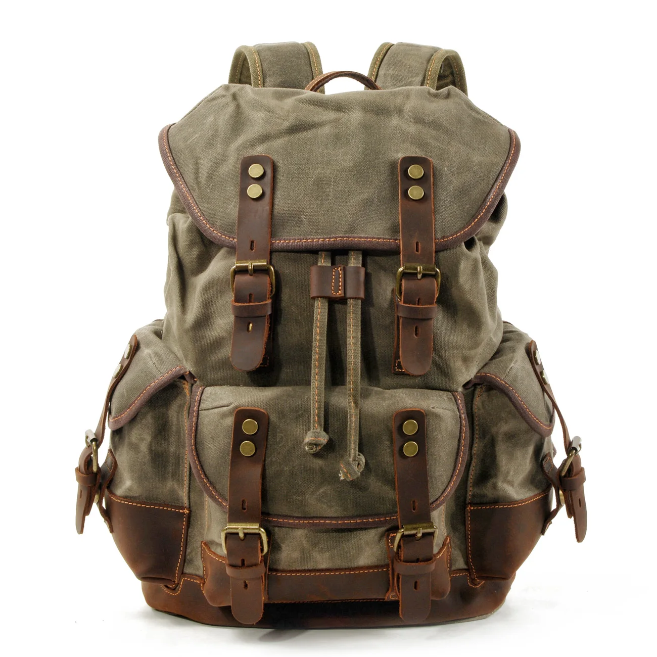 Large Capacity Leather Canvas Backpacks For Men School Bags Vintage Waterproof Daypack High Quality Laptop Backpack Bag