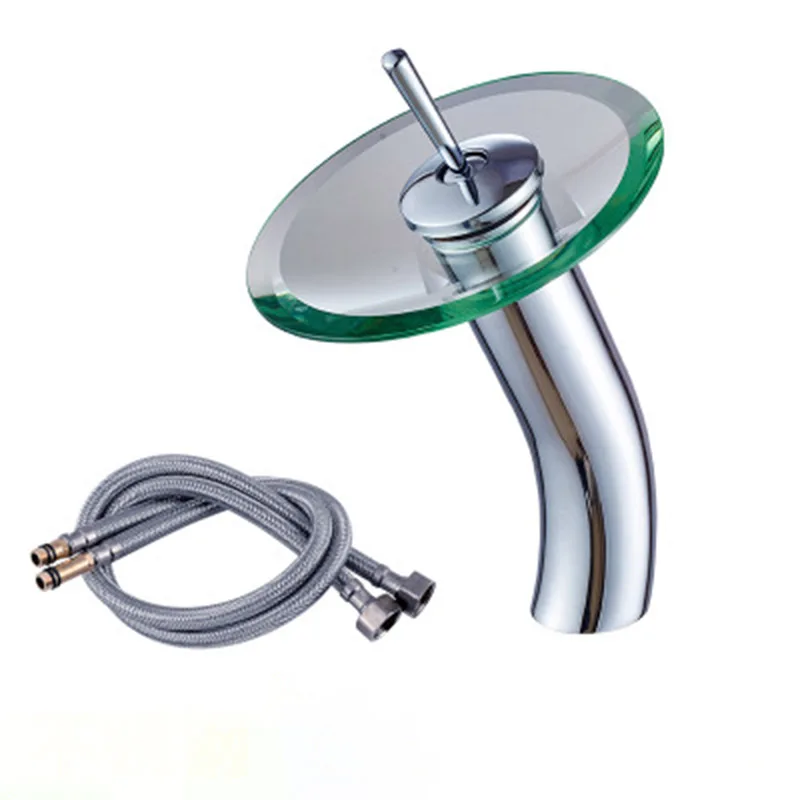 Stainless steel park waterfall glass toilet faucet Bathroom faucets waterfall tap Single waterfall face basin faucet