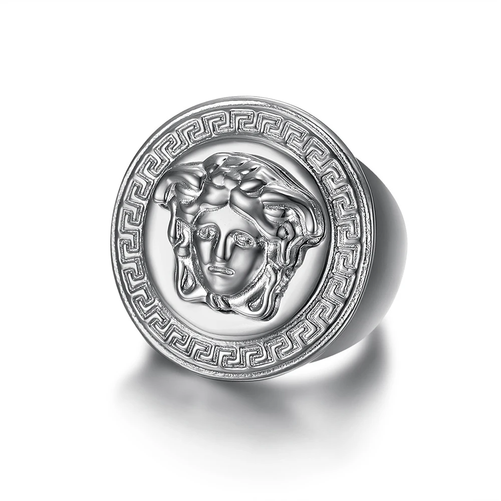 Wholesale Stainless Steel Greek Myth Face Ring For Men Jewelry Greek Medusa 18K Gold Plated Finger Ring Medusa Men Ring (SR010)
