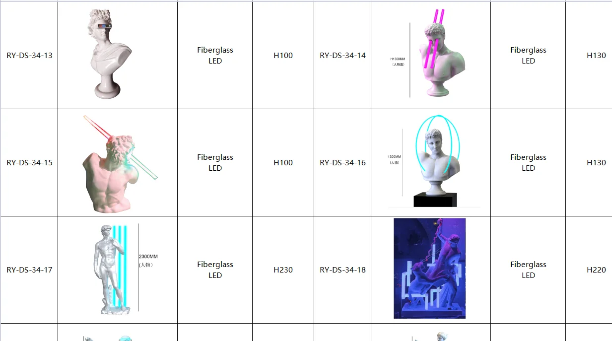 Club Sculpture Decorations Fiberglass with Lighting Renaissance Sculpture Greek Statues Male Roman Bust