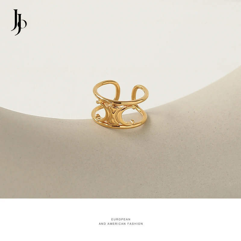 JOJO Fashion 2023 dainty gold rings for women 18k real gold Arc de Triomphe design luxury brand ring