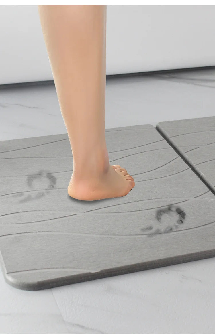 Quick Drying Anti Slip Diatomite Bathtub Rug for Bathroom Foldable Diatomaceous Earth Stone Bath Mat