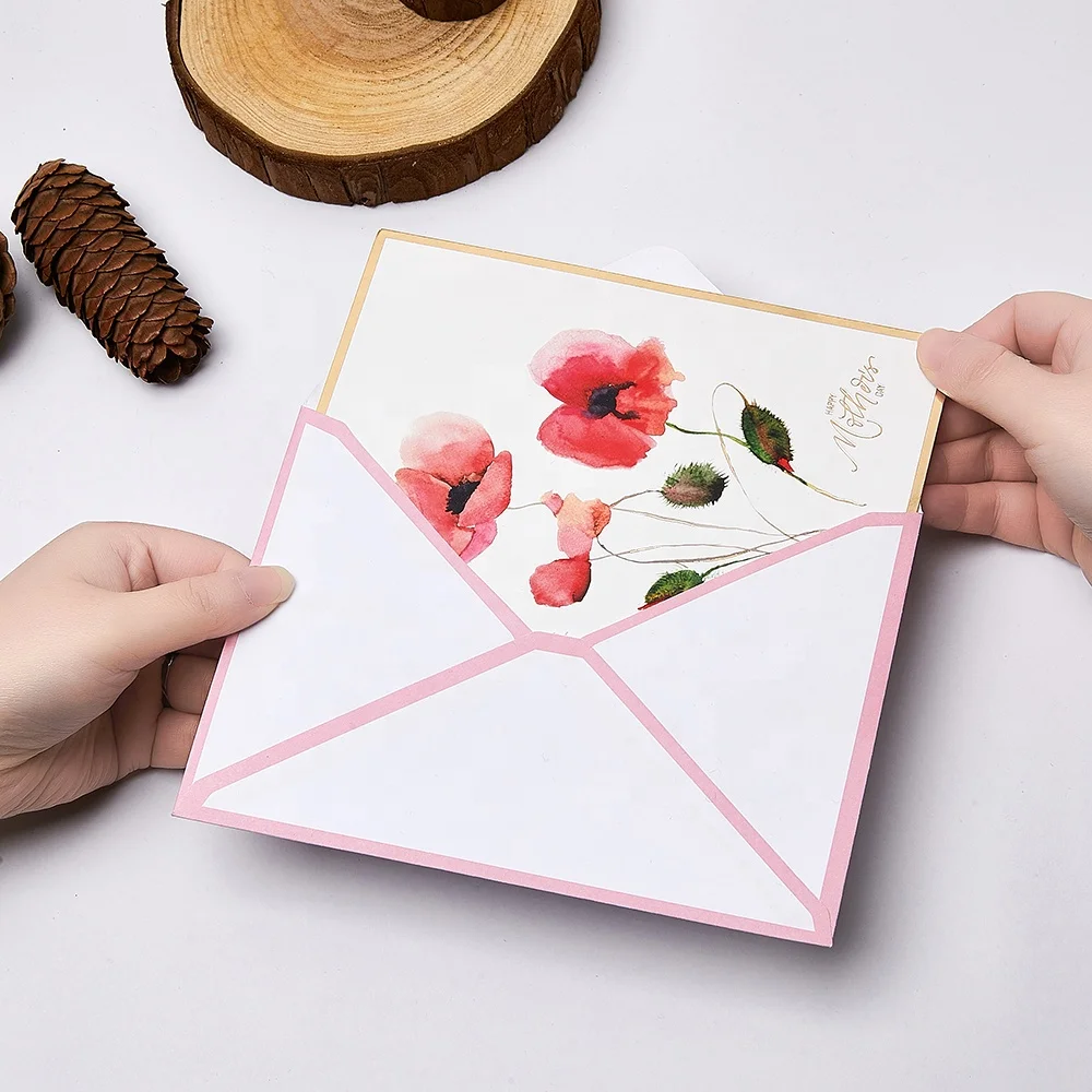 Warm Sweet Novelty Personalised Flower Scent Happy Mothers Day Greeting Cards with Envelopes Manufacturer