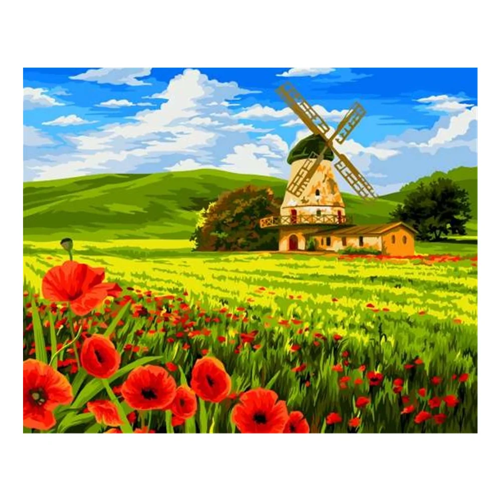 X-266  Custom Painting Pinwheel Landscape Canvas Digital Painting Home Decor