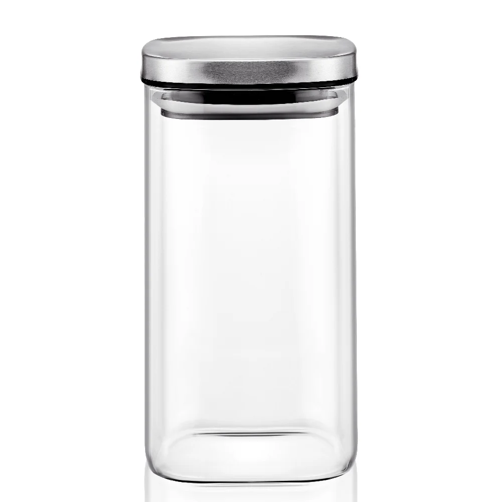 LINUO BPA FREE SQUARE Glass Food Storage Jar glass container food Glass Jar With Lid For Food