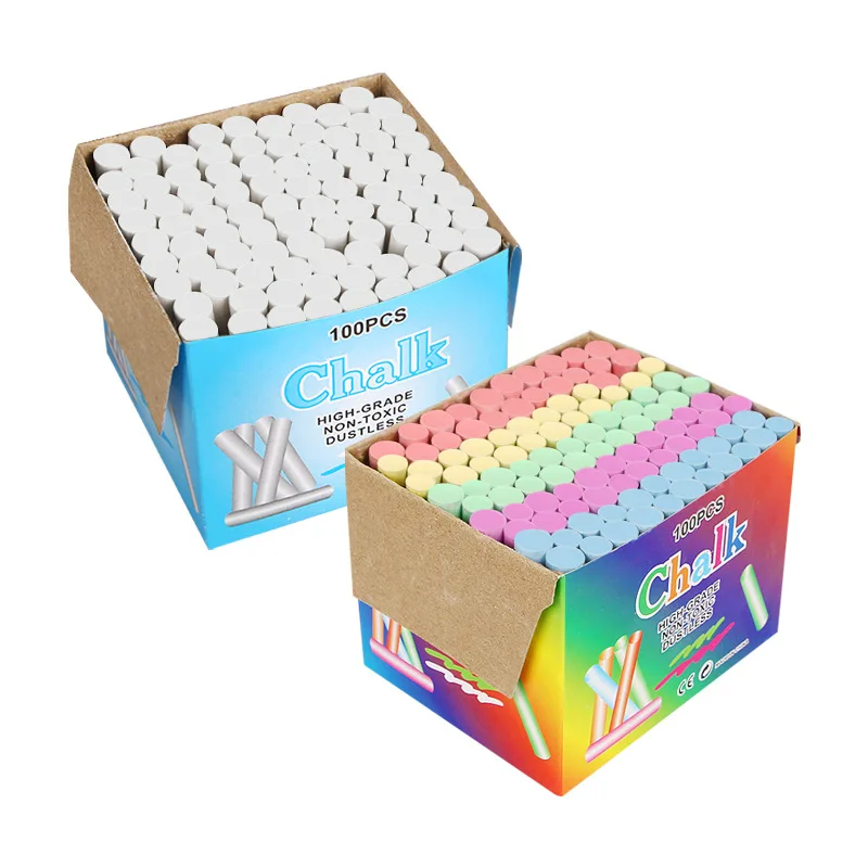 100 pcs Sidewalk Chalk Large Volume Long lasting Non-Toxic Chalk for Hours of Fun and Creativity with Easy Clean Up