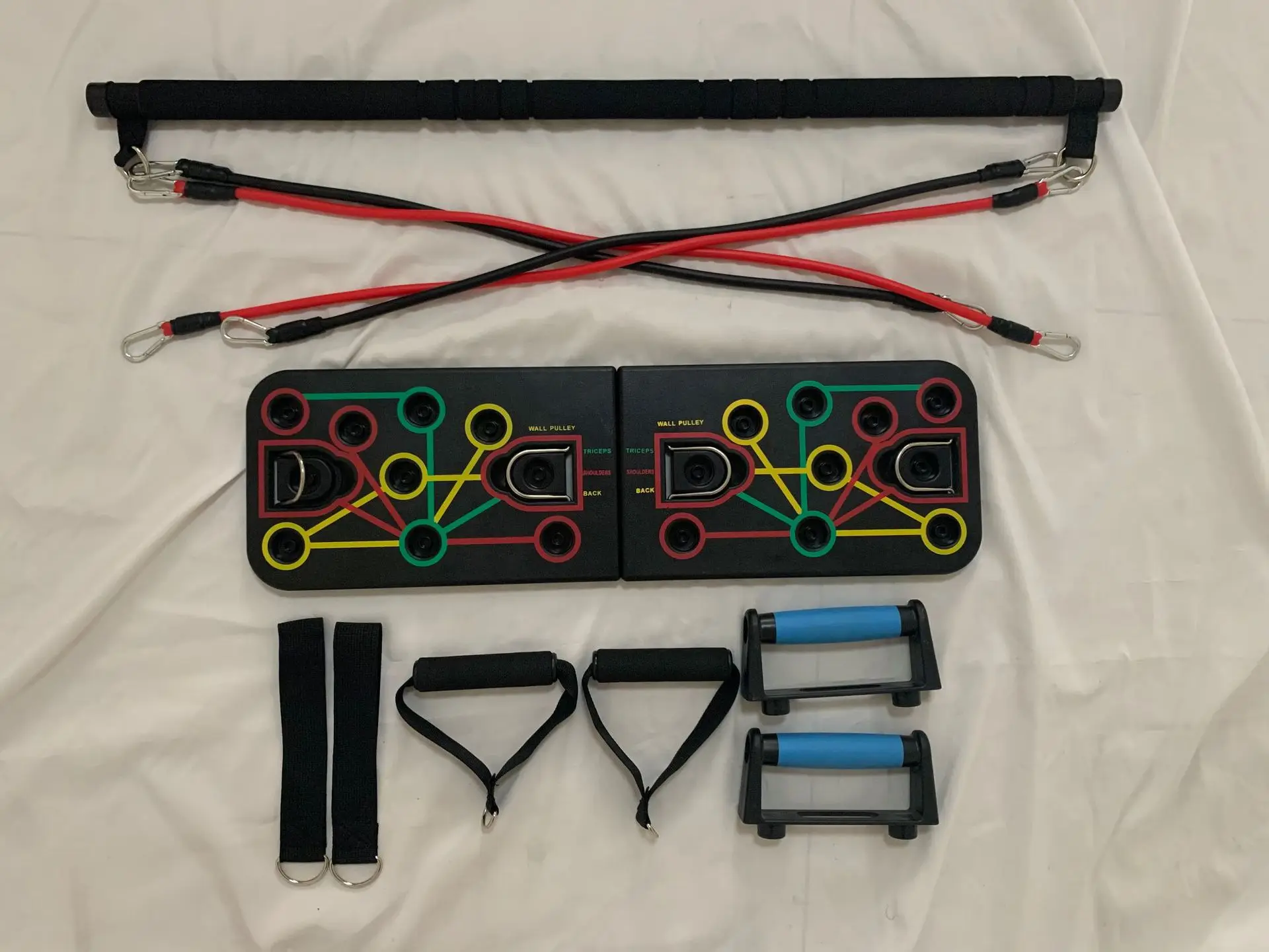 Push Up Board Multi-Function All in One System with Resistance Bands Strength Training Push Up Stands Home Workout Equipment