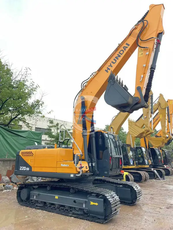 Hyundai 220 used excavator secondhand excavadora backhoe  22 ton in stock crawler digger hydraulic machine low price cheap