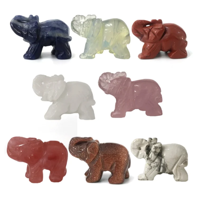 Wholesale 2inch natural rose quartz crystal small elephant figurine for gifts