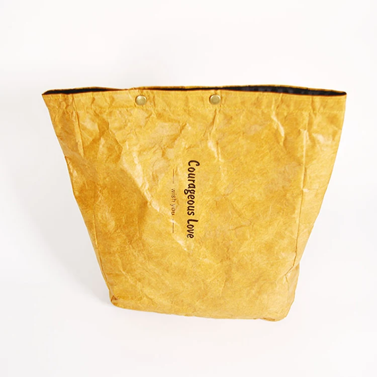 Custom Low Moq Washable Kraft Paper Shopping Bag Double Shoulder Handbag Dupont Paper Tote Bag