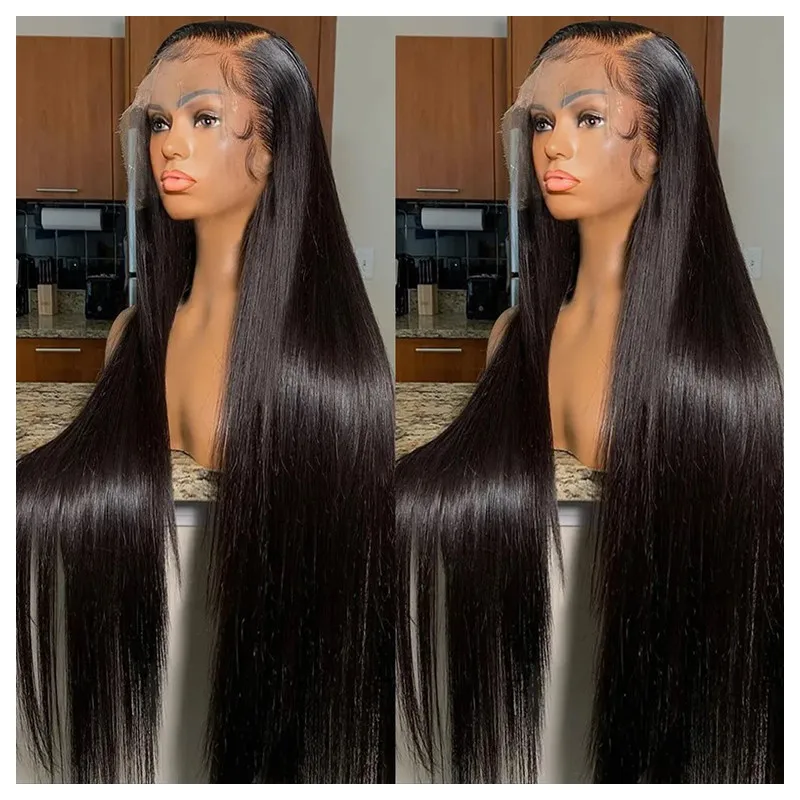 32 34 36 38 40 inch Human Hair HD Transparent Lace Front Wigs For Black Women Straight Virgin Raw Indian Hair Lace Frontal Wigs