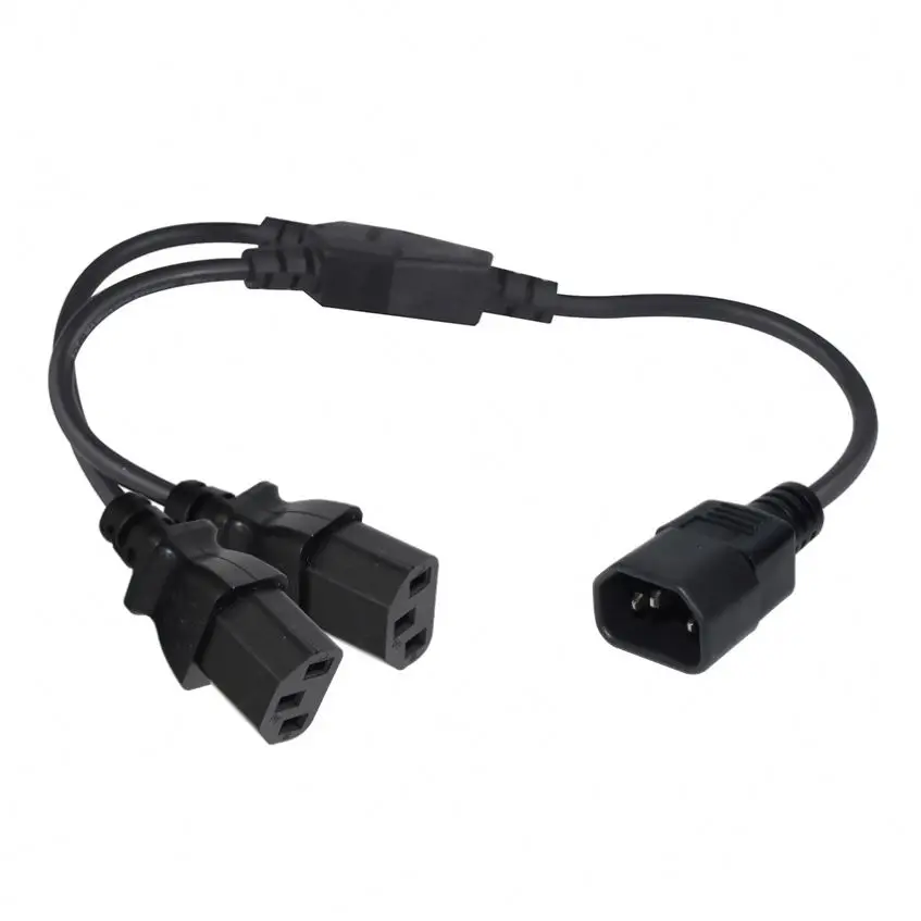 Iec Male Connector Plug And Computer Y Power Extension Cord C14 To 2X C13 Splitter Cable