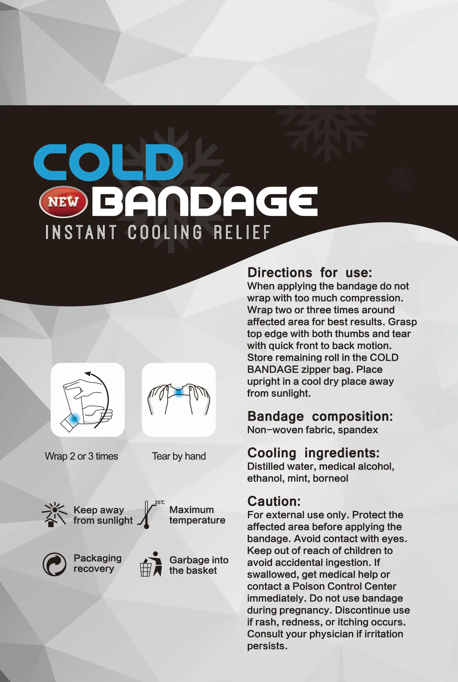 Instant Cold Compression Self Sticking Cooling Bandage Wrap Athletic Muscle Tape for Pain and Swelling No Refrigeration Needed,