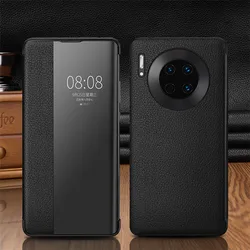 For Huawei Mate 30 P30 Pro Premium Quality Window View Leather Wallet Flip Phone Holster Phone Case