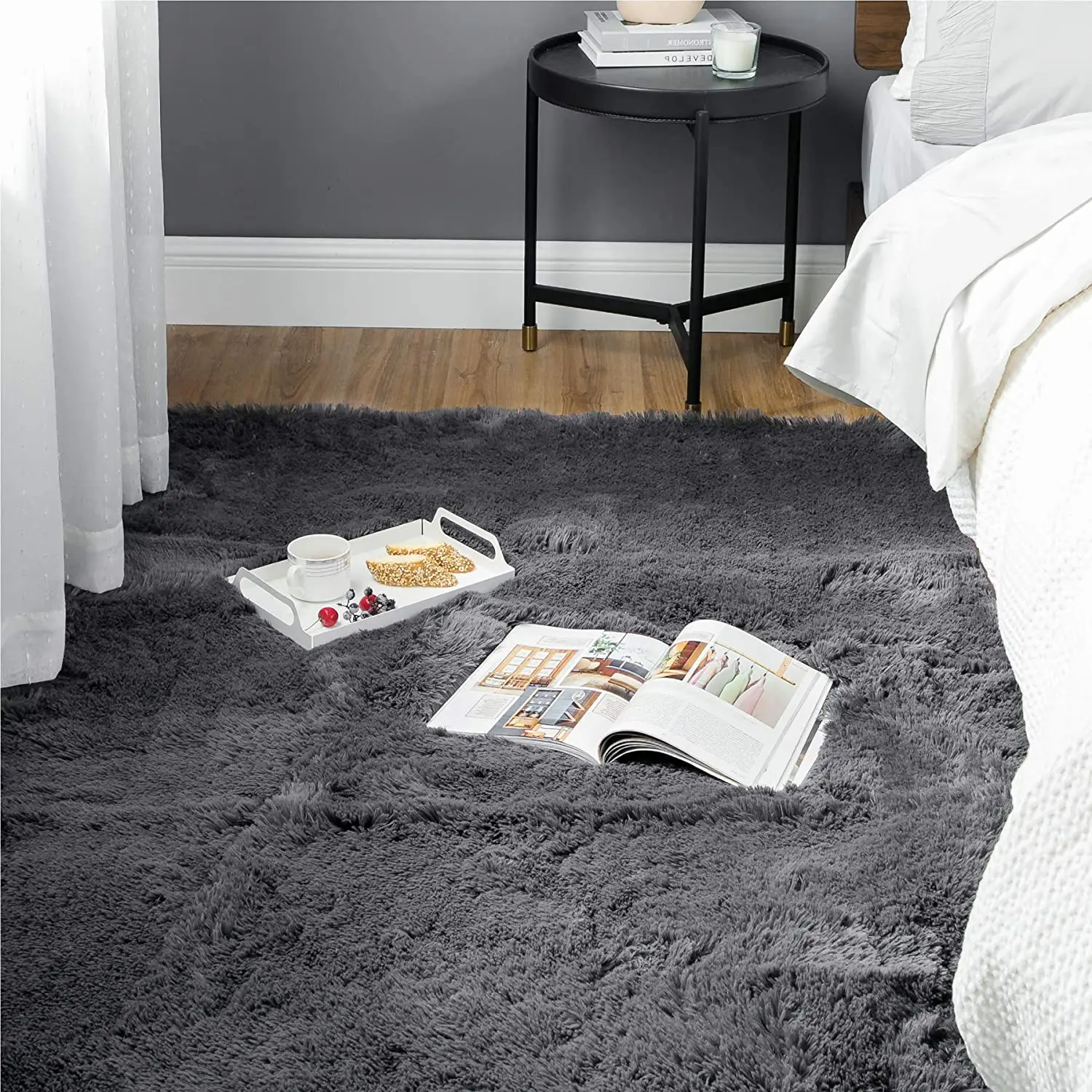  Modern fuzzy colorful soft velvet shaggy plush living room polyester floor carpets and