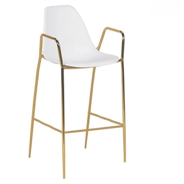 New Design Customized Indoor Living Party Restaurant Metal Hand Made Plastic Stackable Back High Barstool Bar Chair With Armrest