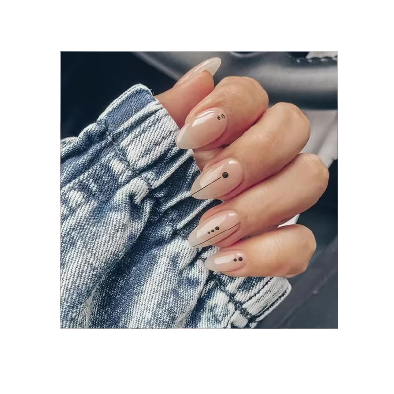 Customized Acrylic Good Fake Nail Oval Short OEM Sizing Kit Senboma Press On Nails