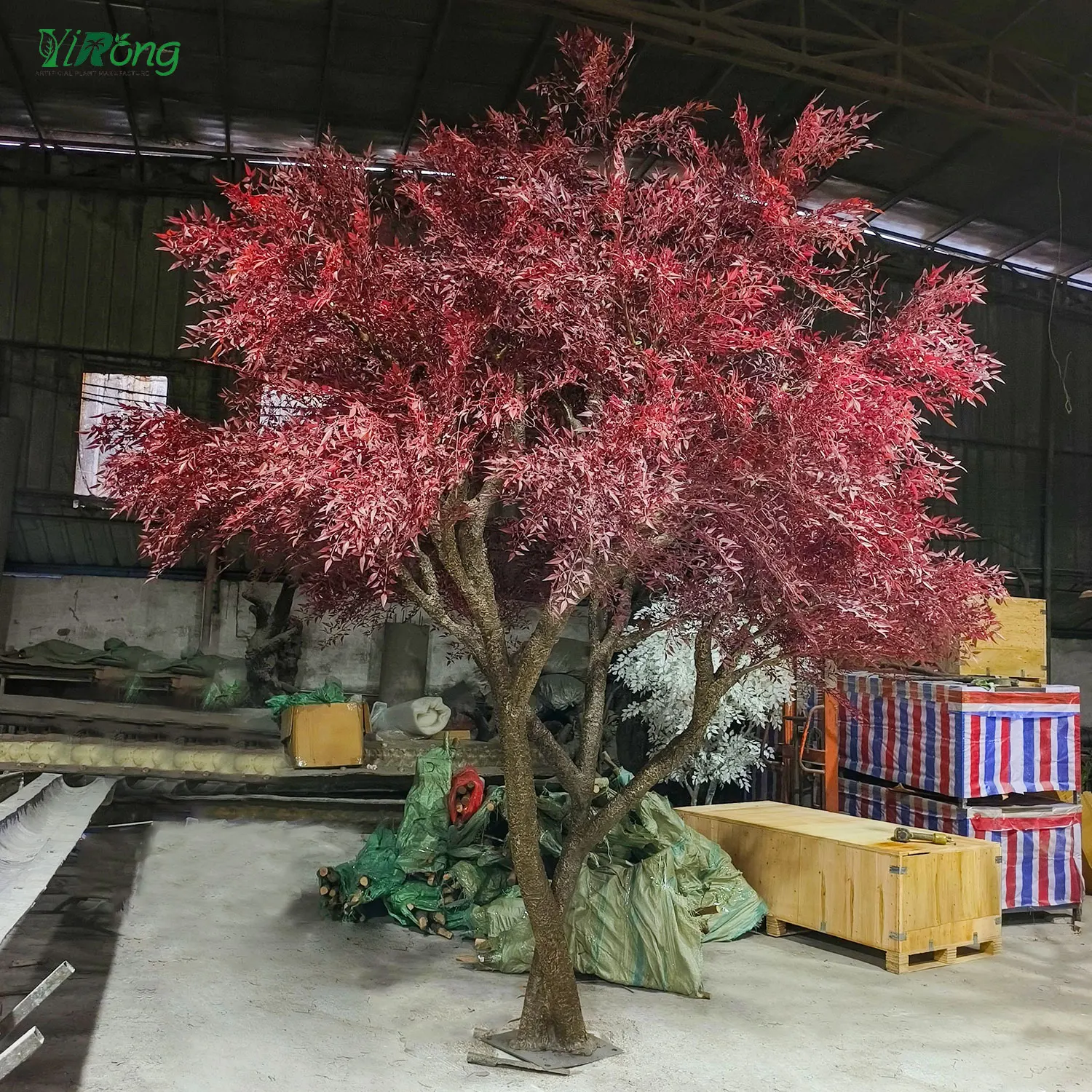 Customized Fiberglass Artificial maple Tree Large Fake Autumn Plant Japanese Red Maple Tree For Home Garden Decoration