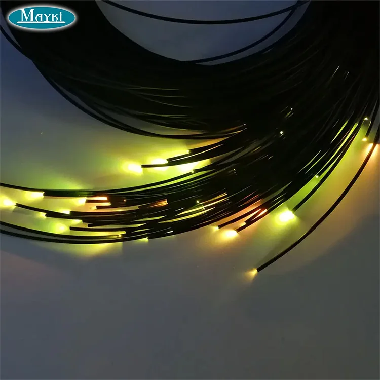 Multi strands fiber optic cable black plastic optical fiber waterproof black plastic pmma end glow fiber optic cable