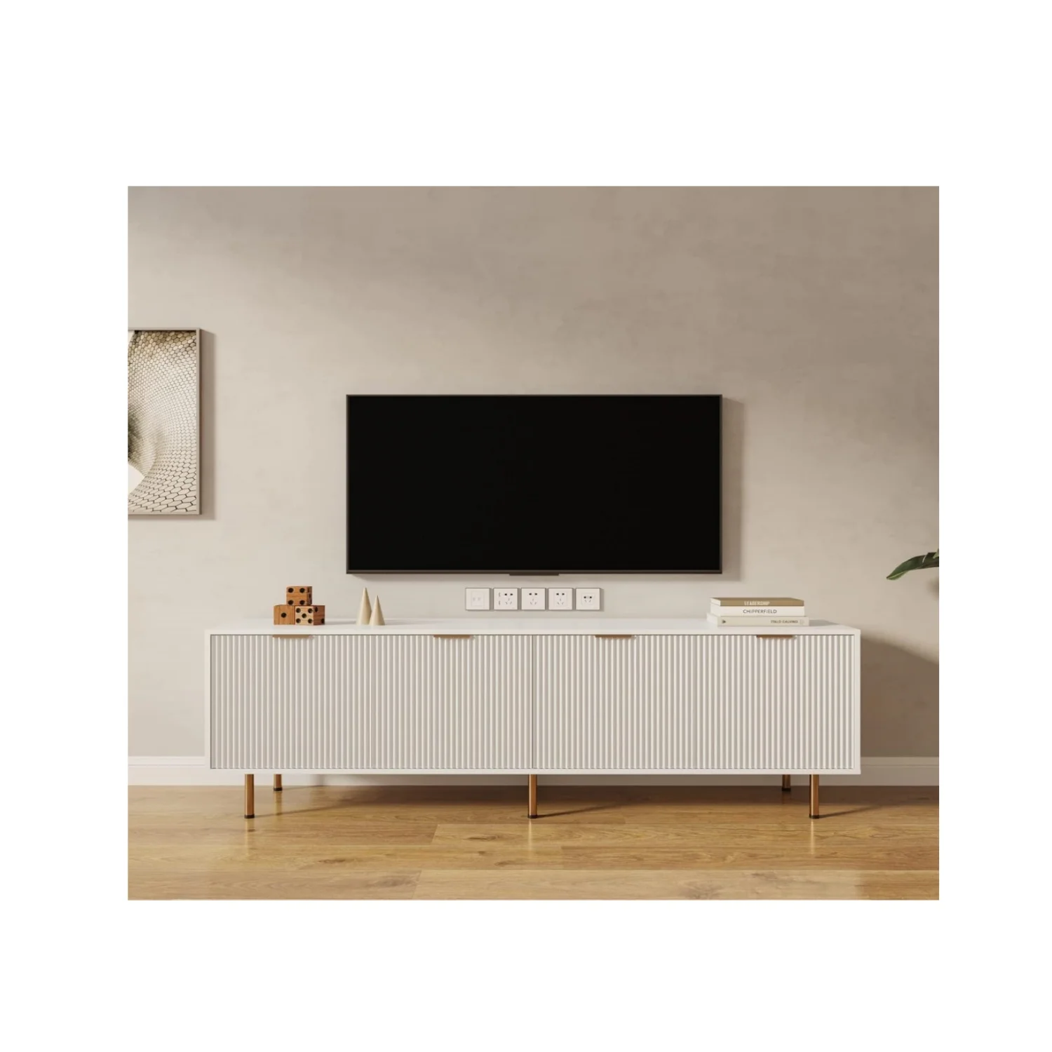 Modern light luxury style living room TV cabinet with large storage space