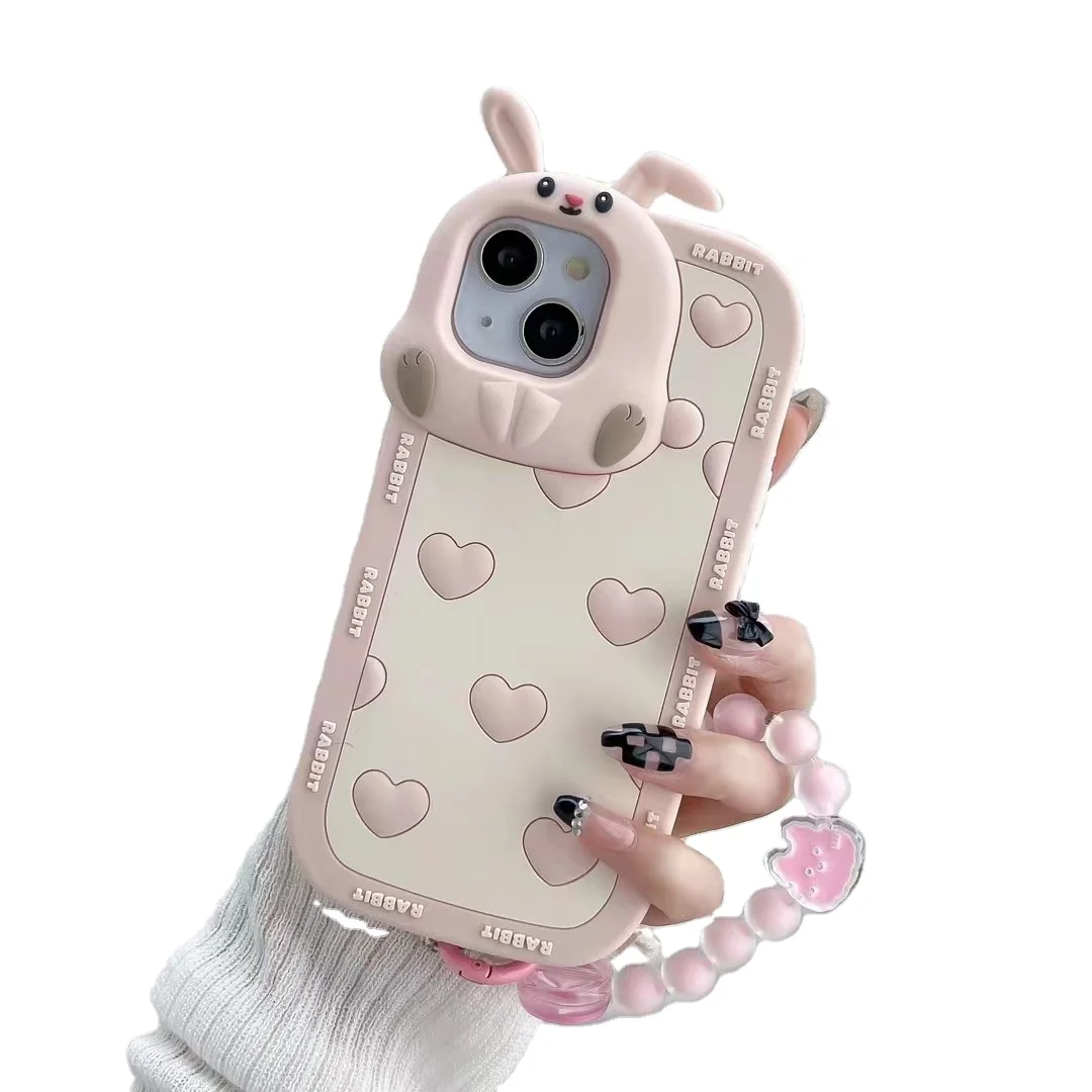 2022 new funny love rabbit style phone case for girls silicone phone cover for iphone 14 pro max