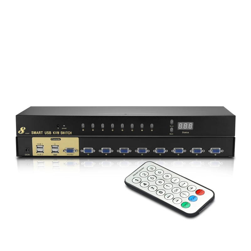8 port Manual series USB VGA KVM switch Factory price 8 input 1 output with usb hub support 1920X1080@60HZ