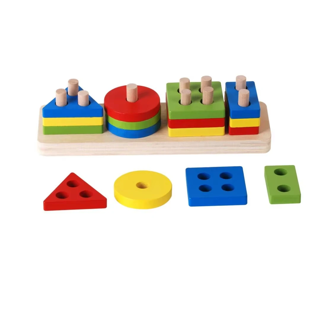 Kids Early Learning Wooden Geometric shape matching building blocks toys Montessori Early Education