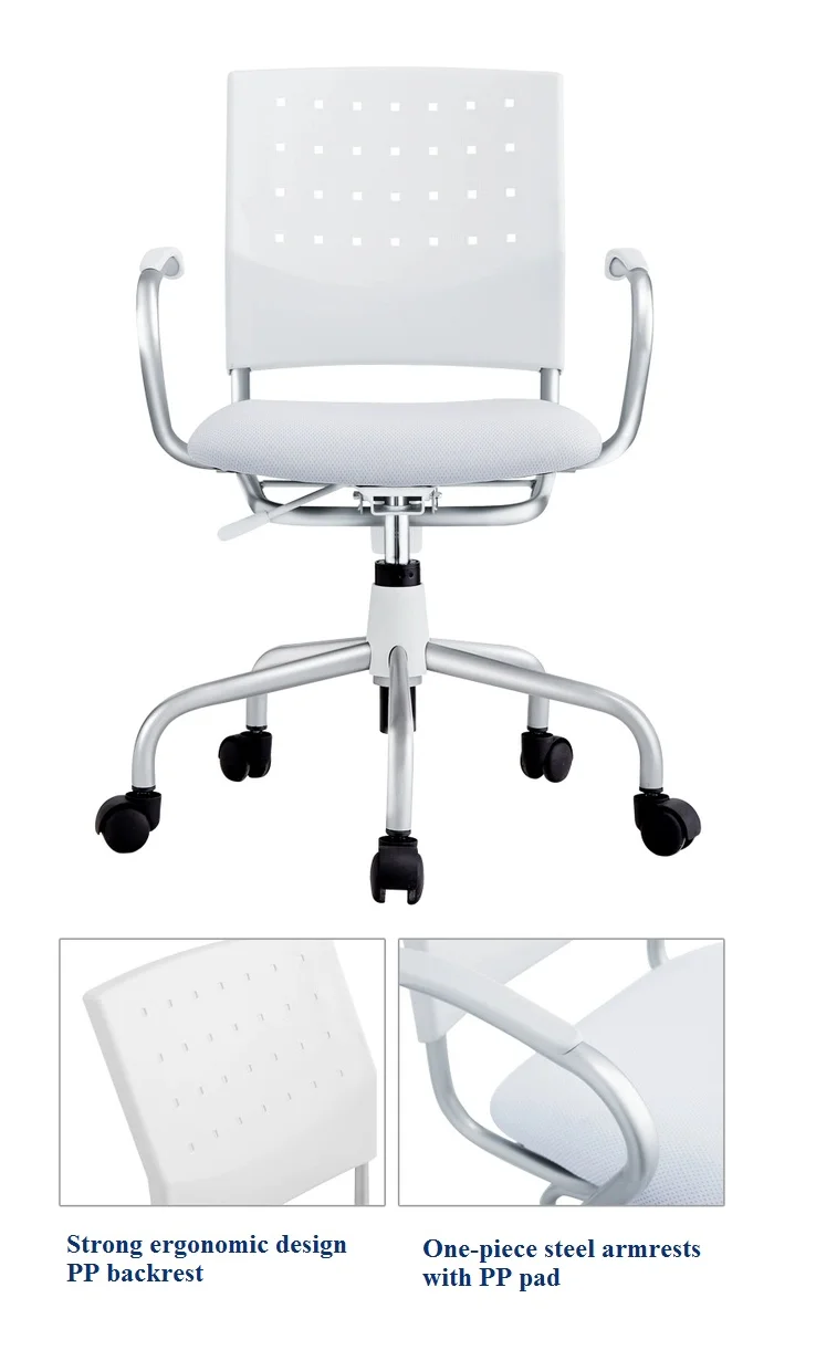 Budget price Home office chair computer use fashionable simple plastic swivel white height adjustable cheap price task office ch